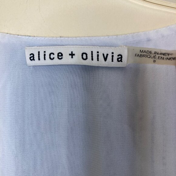 Alice + Olivia Dress Womens 8 FLAWED Nance Smocked Waist Embroidered Boho - Picture 3 of 13